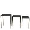 3PK Belle Alor Shagreen Bedside Table Set Square - Black