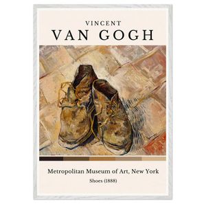Galrie Van Gogh's Iconic Shoes Art Print Stunning Post-Impressionist Masterpiece, White Frame, A4 21 x 30cm (8 x 12inch)
