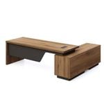 DreasyTech 2.2M/2.4M Executive Office Desk Adjustable With Left Return Brown Oak Colour