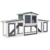 vidaXL Outdoor Large Rabbit Hutch 201x45x85cm Grey and White Bunny Cage