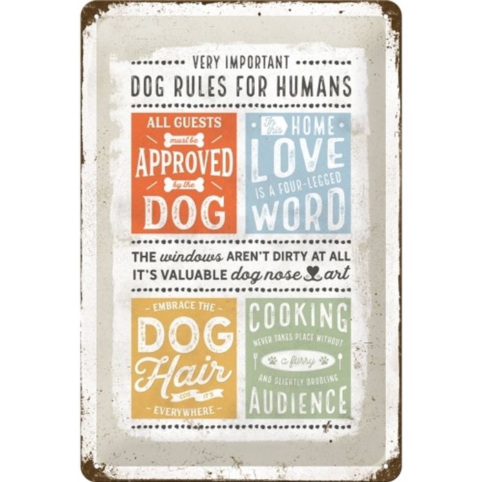 Nostalgic Art 20x30cm Medium Metal Wall Hanging Sign Dog Rules