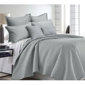 Ramesses 7 Piece Premium Hotel Collection Comforter Set Silver Queen