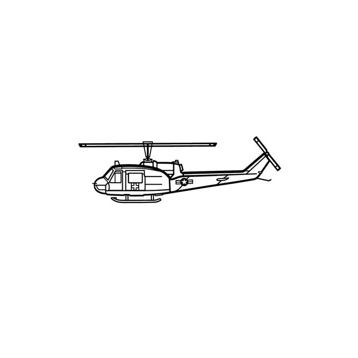 Ignite Laser Bell UH-1 Med Huey - Medical Evacuation Helicopter Silhouette Metal Wall Art Coated Black 15.7 inch - 40 cm