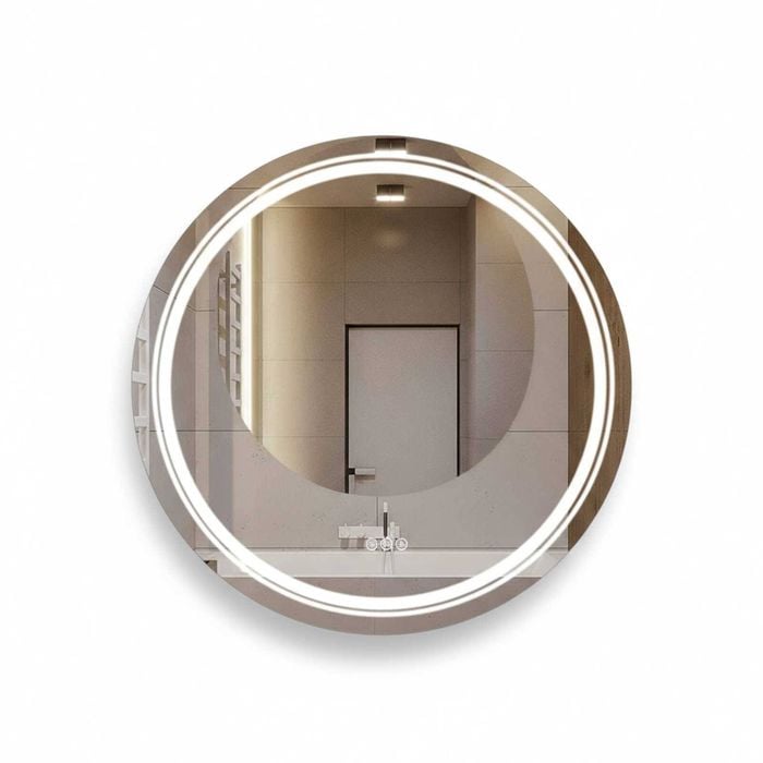 P&P Silver Round LED Bathroom Mirror Backlit Anti Fog Touch Control