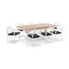 Bay Gallery Furnitire Austin Table 10 Capri Chairs White & Denim Grey Cushions