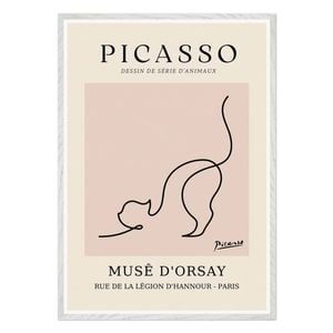 Galrie Picasso's Elegant Cat Art Print Premium Museé d'Orsay Collection for Home Decor, White Frame, A1 60 x 84cm (23 x 33inch)