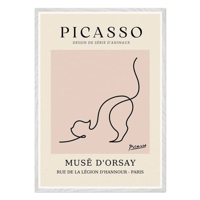 Galrie Picasso's Elegant Cat Art Print Premium Museé d'Orsay Collection for Home Decor, White Frame, A1 60 x 84cm (23 x 33inch)