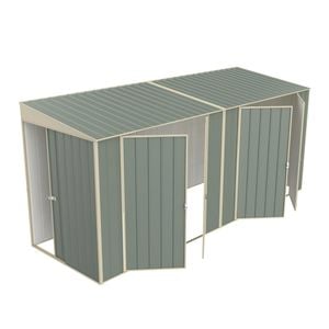 Build-a-Shed 1.5 x 4.5 x 2.0m Green Skillion Double Plus Double Hinged Side Doors Shed