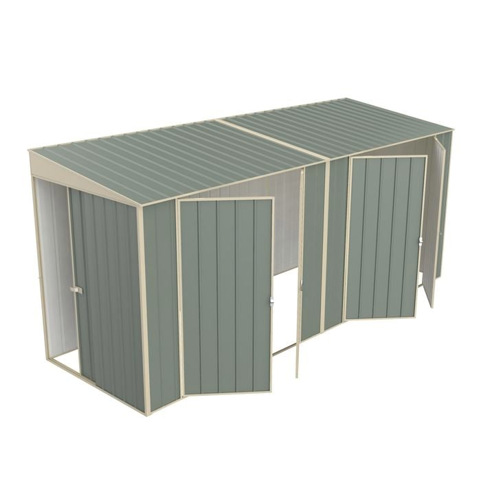 Build-a-Shed 1.5 x 4.5 x 2.0m Green Skillion Double Plus Double Hinged Side Doors Shed