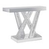 P&P Mirrored Console Table with Glass Top and Diamond Inlay for Modern Entryway Furniture