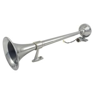 Chrome Single Round Trumpet Air Horn 630mm Long 12V/24V, Loud Truck Train