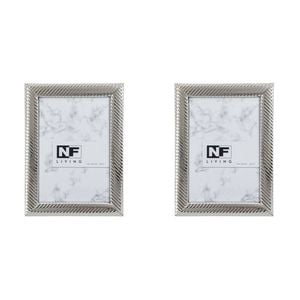 2PK NF Living Alloy Aura Photo Frame 5x7 Modern Design Metal AlloyAura Silver