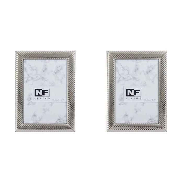 2PK NF Living Alloy Aura Photo Frame 5x7 Modern Design Metal AlloyAura Silver