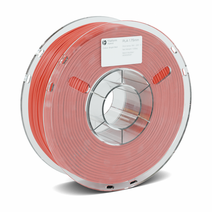 Filaform Naked PLA 3D Printer Filament 1.75mm 1kg Bright Red