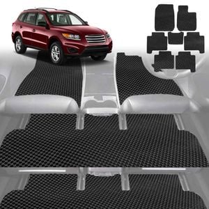 6D Diamond Car Floor Mats for Hyundai Santa Fe 2006-2012-Ultimate Set-Black-Outback GT