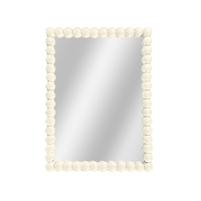 Best World 90cmx60cm White Beaded Rectangular Mirror