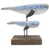 Urban Wooden Drift Pair of Whales Table Ornament 24x29cm Blue