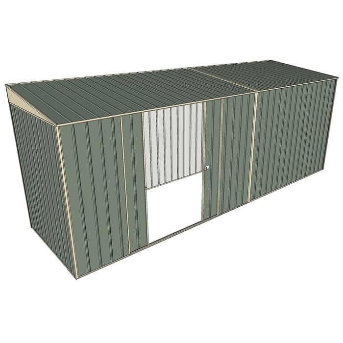 Build-a-Shed 1.5 x 5.2 x 2m Double Sliding Side Door Skillion Shed - Green