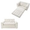 Ufurniture 142cm Convertible 2 Seater Sofa Bed w/ 2 Pillow Boneless Corduroy Loveseat Floor Sleeper Sofa Beige