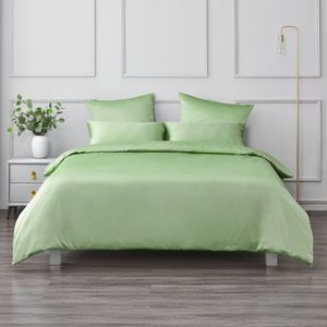 Dreamaker Matte Satin Quilt Cover Set Sage - Super King Bed