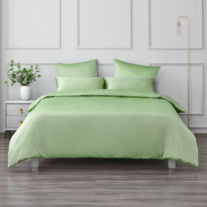 Dreamaker Matte Satin Quilt Cover Set Sage - Super King Bed