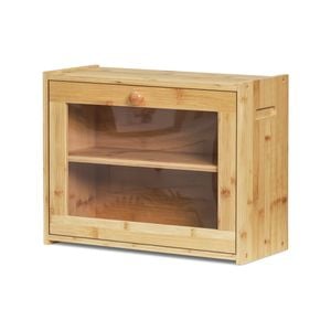 Bread Storage Box Cabinet Acrylic Door Bamboo Food Container 2 Tier Shelf