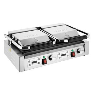 Apuro Double Contact Grill Flat Plates With Timer 210h X 550w X 395dmm Stainless Steel Electric Commercial Sandwich Press