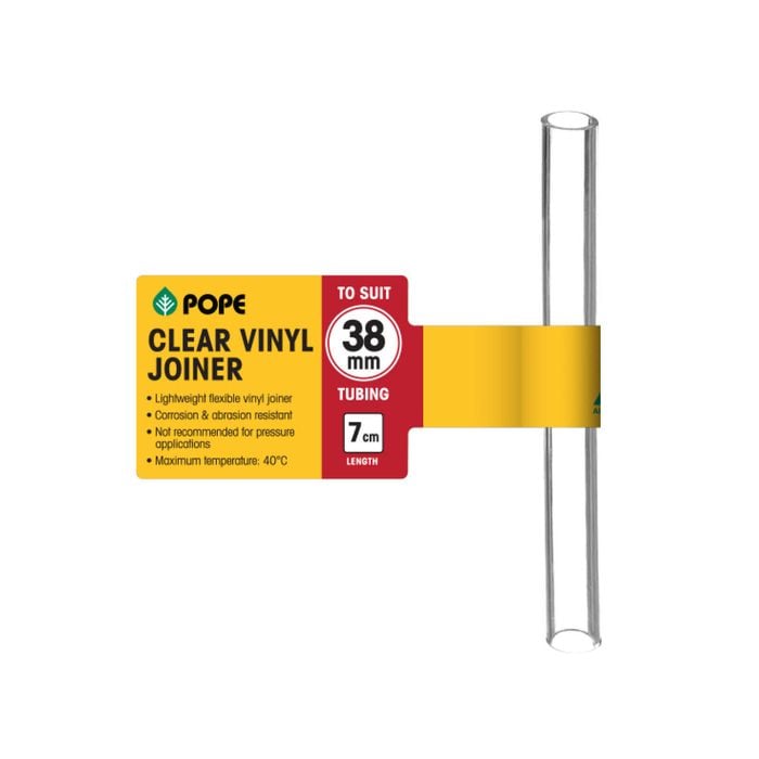 Pope 38mm x 7cm Clear Vinyl Tubing Joiner