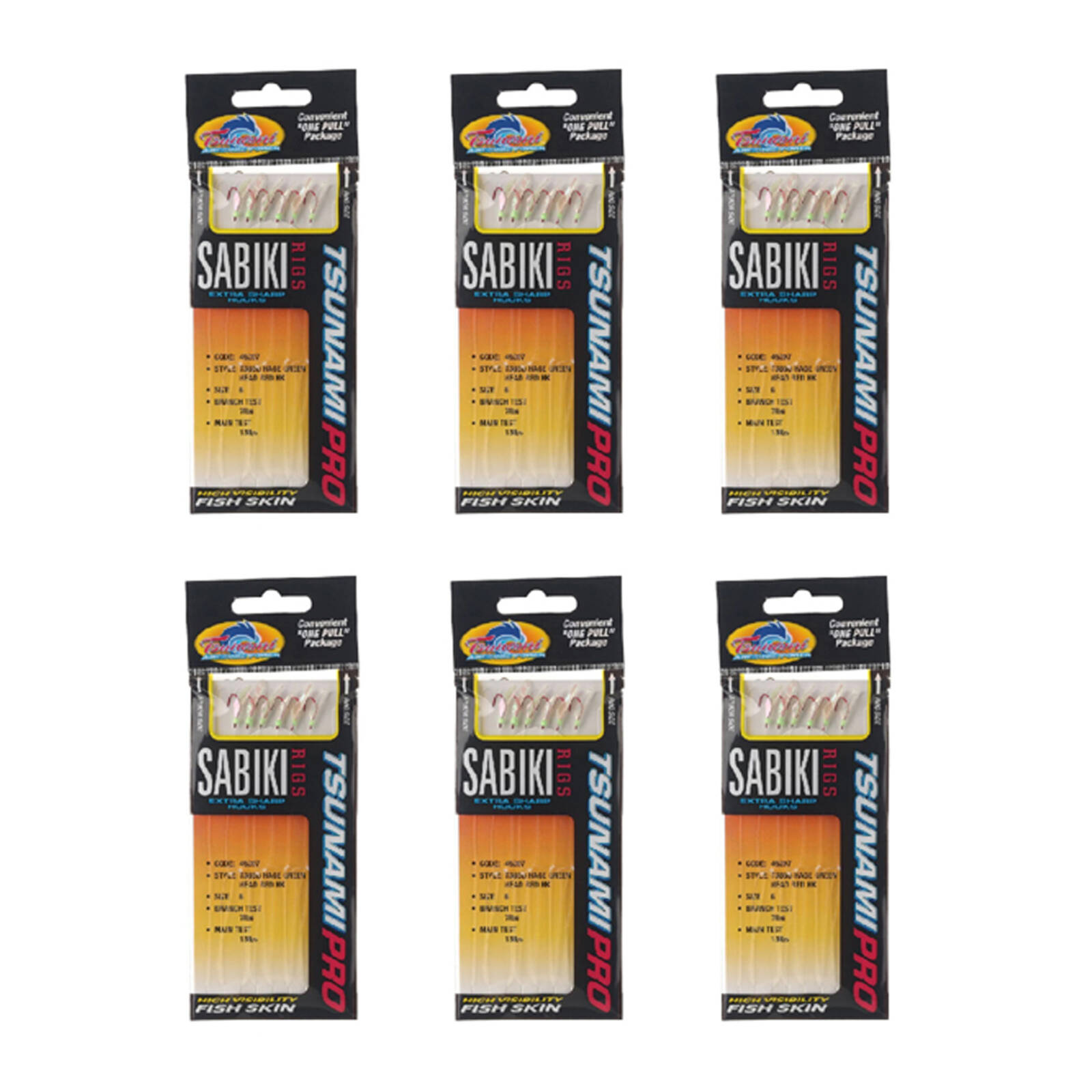 Tsunami Sabiki Rig 46203 - Hage Red Head / Gold Hooks, Size 8, 10lb Branch Line, 17lb Main Line - View #12
