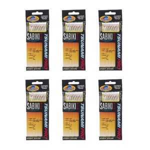 6x Tsunami 6 Red Hook Sabiki Rig - TS68G Hage Green Head Flash and Beads Size 6
