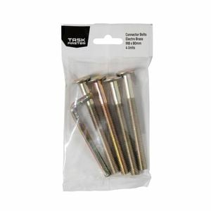 Taskmaster Brass M8 x 80mm Connector Bolt - 4 Pack