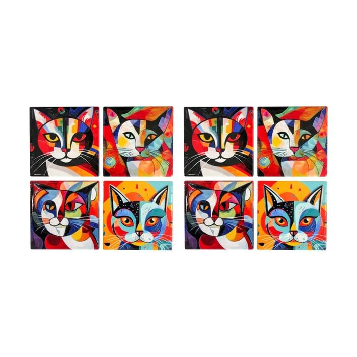2x 4pc Lvd Decorative Picatsso 1 Ceramic Square Drink Coasters Decor 10x10cm