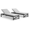 Kansas Outdoor Aluminium Sun Lounge Set On Wheels Charcoal With Hugo Side Table & Olefin Grey Cushions