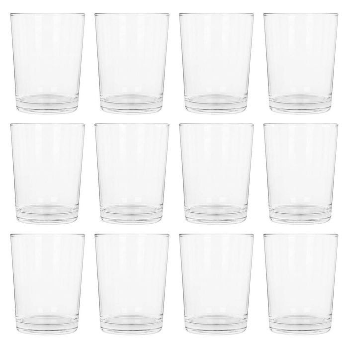 Argon Tableware 230ml Water Glasses - Set Of 12 Drinking Tumblers - Straight-sided Everyday Durable Soda Lime Glassware Set