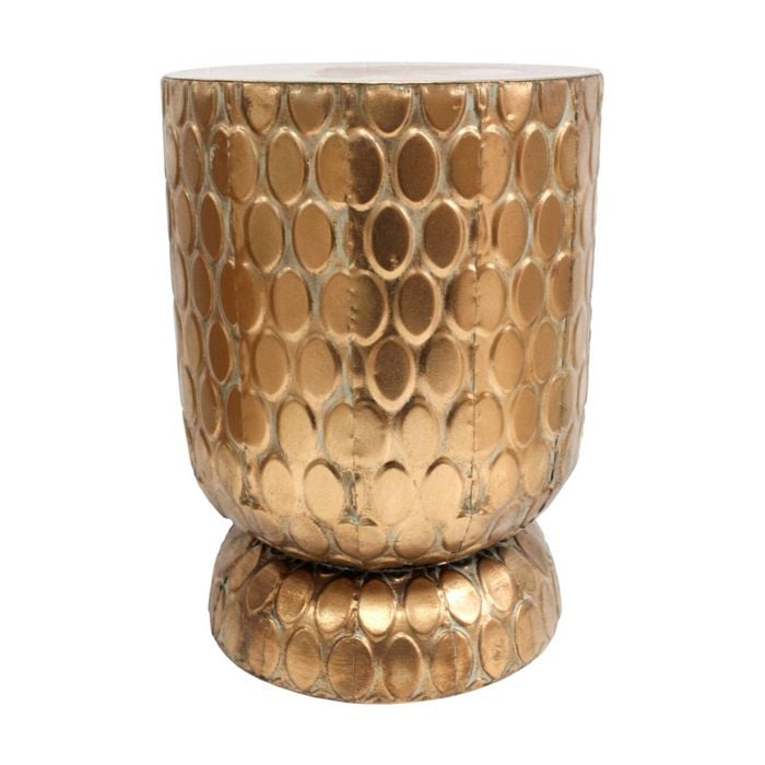 Lvd Gold Toned Marjia Occasional Drum Table Home & Living Decor 35x35x47cm