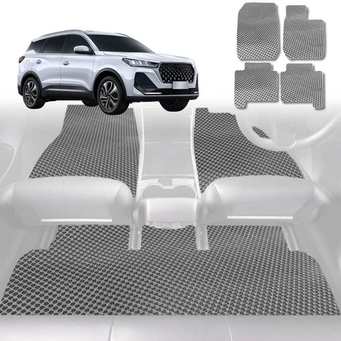 6D Diamond Car Floor Mats for Chery Tiggo 7 Pro 2023-Current-Full Set-Grey-Outback GT