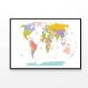 High Detail World map with Colors  Print 100% Australian Made 120x90cm  (Poster)