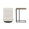 Artiss Floor Lounge & Coffee Table Set, Swviel Foldable Sofa Chair White, C-shaped Side Table Walnut