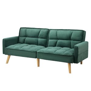 Oikiture Sofa Bed Convertible Velvet Lounge 3-Seater Couch Green