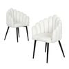 Familand Set of 2 Velvet Accent Arm Chairs in White