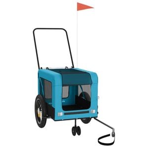 vidaXL Pet Bike Trailer Bicycle Stroller Blue and Black Oxford Fabric and Iron