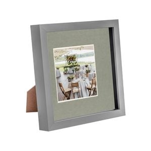 Nicola Spring Acrylic 3D Box Photo Frame with 4" x 4" Mount - 8" x 8"  - Grey