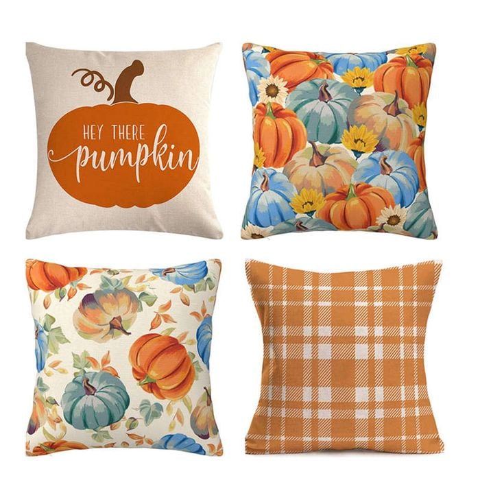 Catzon 4 Pcs Autumn Throw Pillow Covers Linen Thanksgiving Day Decor-Set 6