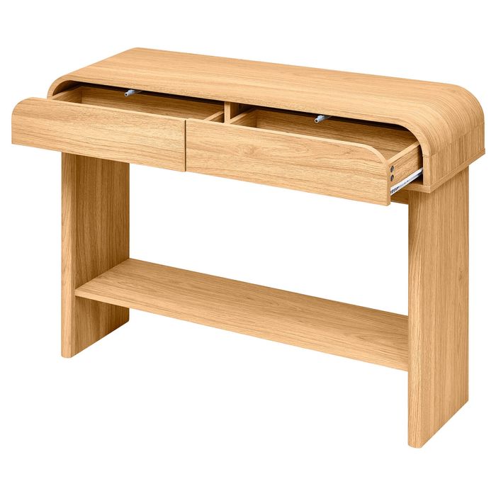 Astin Sinclair 1000 x 300 x 760mm Oak Jensen Curved Console Table ...