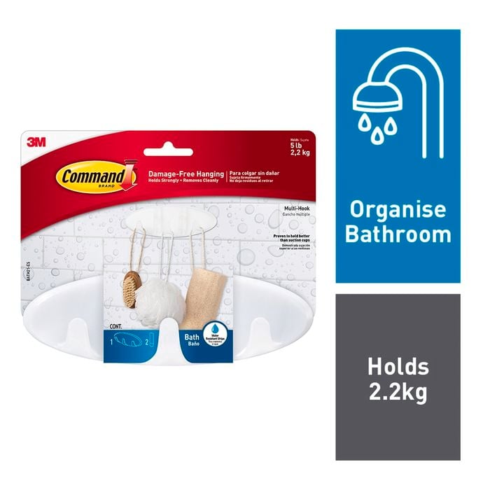 Command Multi-Hook Adhesive Bath Hook