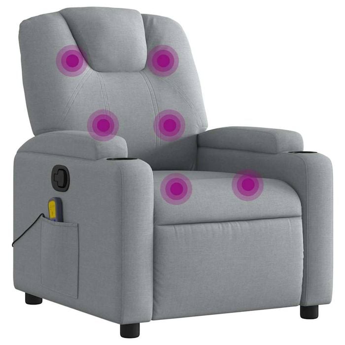 vidaXL Massage Recliner Chair Reclining Chair Single Sofa Light Grey Fabric