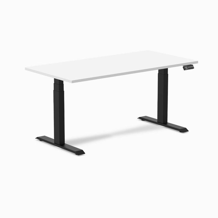 Desky Dual Melamine Sit Stand Desk Matte Black Frame 150cm