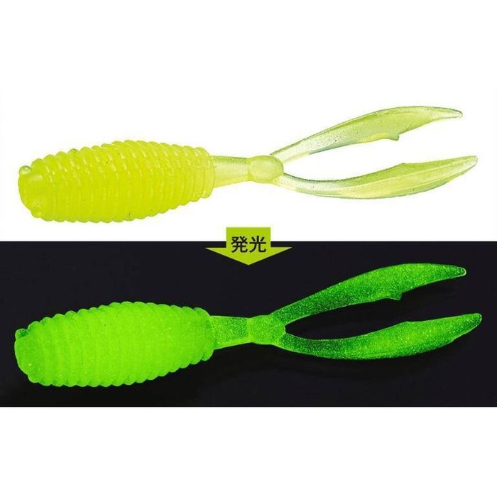 Ever Green V Fry 1.8" Soft Plastic Ajing Fishing Lure  509 Glow Chartruse