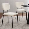 2 Sets Armless Bouclé Dining Chairs White