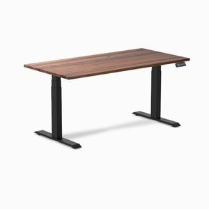 Desky Dual Sit To Stand Walnut Hardwood Desk 150x75cm Matte Black Frame